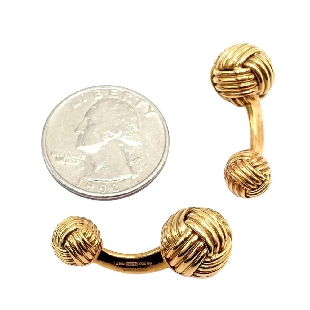 Authentic Tom Ford 18k Yellow Gold Signature Classic Rope Knot Cufflinks